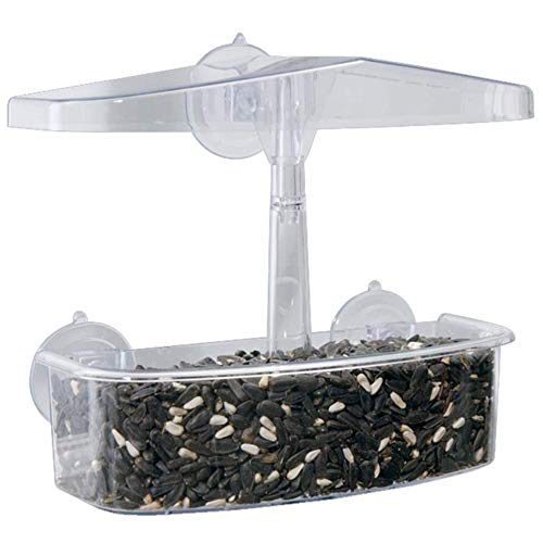 Droll Yankees Observer Window Bird Feeder with Suction Cups, 2 Cup Capacity, Clear